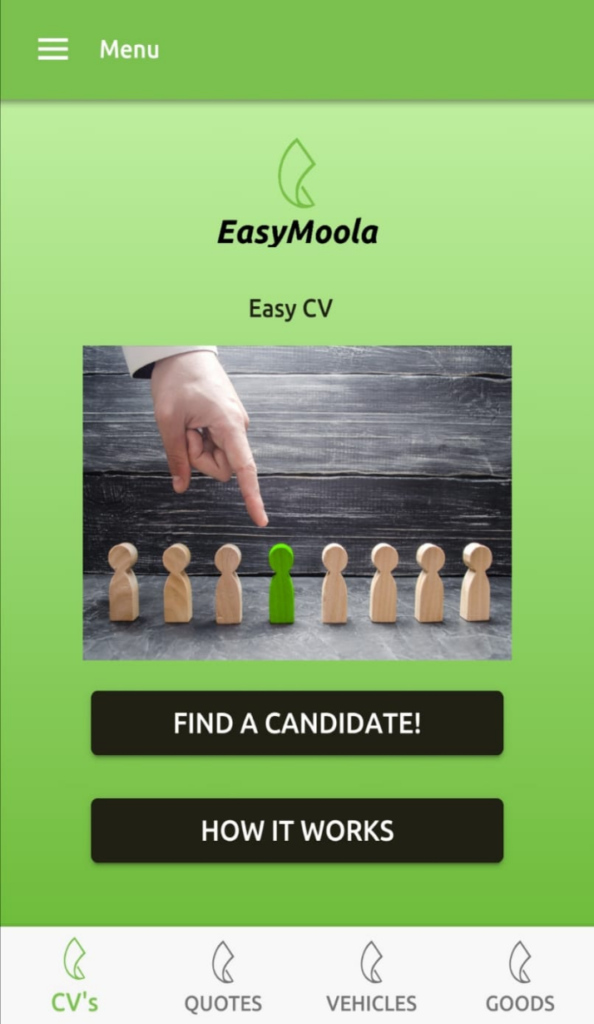 EasyMoola fintech app screenshot